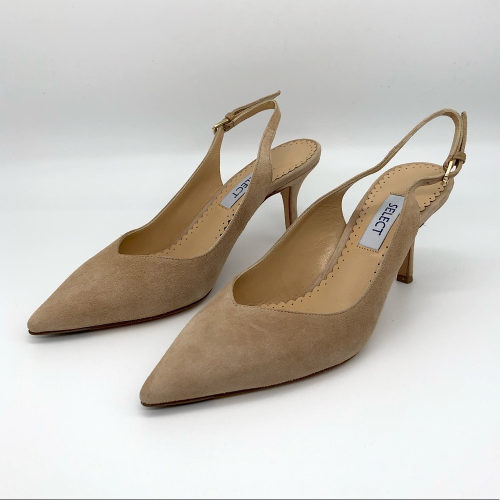 NWT SELECT S8496 Slingback Pump Pointed Toe Stiletto Heel in Nude